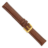 DeBeer 17mm Havana Sport Leather with White Stitching and Gold-tone Buckle 7.5 inch Watch Band