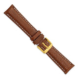 DeBeer 19mm Havana Sport Leather with White Stitching and Gold-tone Buckle 7.5 inch Watch Band