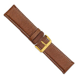 DeBeer 26mm Havana Sport Leather with White Stitching and Gold-tone Buckle 7.5 inch Watch Band