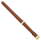 DeBeer 16mm Long Havana Sport Leather with White Stitching and Gold-tone Buckle 8.5 inch Watch Band