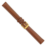 DeBeer 16mm Long Havana Sport Leather with White Stitching and Gold-tone Buckle 8.5 inch Watch Band
