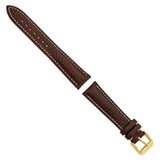 DeBeer 19mm Dark Brown Sport Leather with White Stitching and Gold-tone Buckle 7.5 inch Watch Band