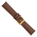 DeBeer 22mm Dark Brown Sport Leather with White Stitching and Gold-tone Buckle 7.5 inch Watch Band