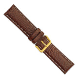 DeBeer 24mm Dark Brown Sport Leather with White Stitching and Gold-tone Buckle 7.5 inch Watch Band