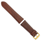 DeBeer 28mm Dark Brown Sport Leather with White Stitching and Gold-tone Buckle 7.5 inch Watch Band