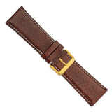 DeBeer 28mm Dark Brown Sport Leather with White Stitching and Gold-tone Buckle 7.5 inch Watch Band