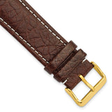 DeBeer 24mm Long Dark Brown Sport Leather with White Stitching and Gold-tone Buckle 8.5 inch Watch Band