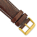 DeBeer 22mm Short Dark Brown Sport Leather with White Stitching and Gold-tone Buckle 6.75 inch Watch Band