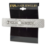 1928 Jewelry Silver-tone Ornate Clear Crystal Hair Barrette