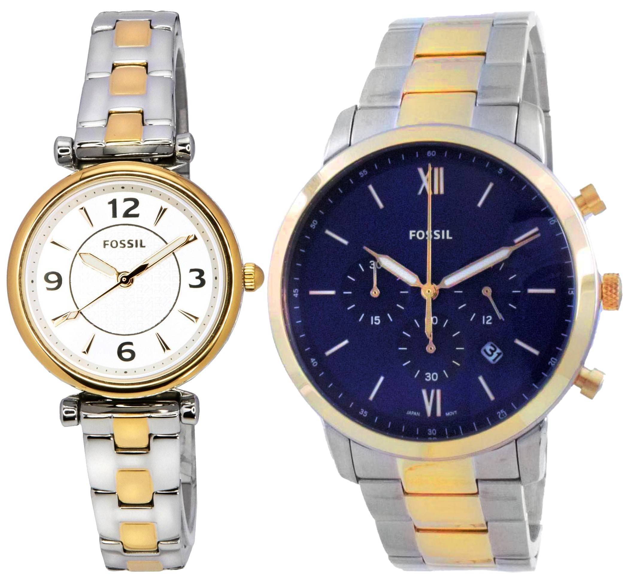 Fossil Analog Quartz Men's And Women's Watch Combo Set - FS5706