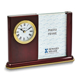 Howard Miller Portrait Caddy Two 3.5x5 Photos Rosewood Finish Quartz Clock