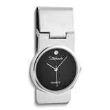 Nickel-plated Watch with Black Face Money Clip