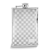 Rebel Steel Polished Stainless Steel Checkerboard 8 ounce Flask with Funnel