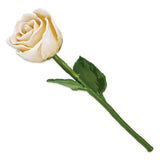 Cream/White Lacquer Dipped Natural Rose with Green Leaves and Stem