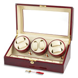 Rotations High Gloss Red Burlwood Finish 6-Watch Winder