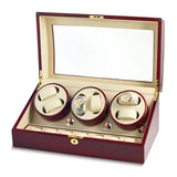 Rotations High Gloss Red Burlwood Finish 6-Watch Winder