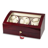 Rotations High Gloss Red Burlwood Finish 6-Watch Winder