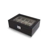 Lacquered Steel Gray Wood w/Glass Top 10 Watch Case