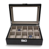 Lacquered Steel Gray Wood w/Glass Top 10 Watch Case