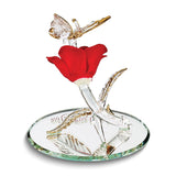 Glass Baron I LOVE YOU Red Rose with Butterfly Handcrafted Glass Figurine