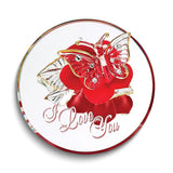 Glass Baron I LOVE YOU Red Rose with Butterfly Handcrafted Glass Figurine