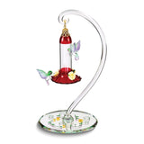 Glass Baron Hummingbirds with Sweet Feeder Handcrafted Glass Figurine