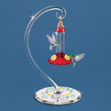 Glass Baron Hummingbirds with Sweet Feeder Handcrafted Glass Figurine