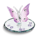 Glass Baron Lavender Butterfly with Crystals Handcrafted Glass Figurine