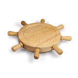 Mariner Rubberwood Board with Stainless Steel Cheese Tools Stored Inside