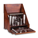 Madison Cherry Finish Wood Tabletop Bar w/Stainless Steel Tools, Glass Ice Bucket and Mixing Glass, Marble Cutting Board