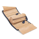 Blue Leather Tie Jewelry Roll
