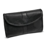 Black Leather Trifold Jewelry Clutch