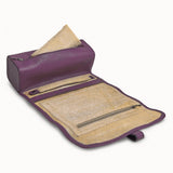 Purple Leather Snap Strap Large Jewelry Roll