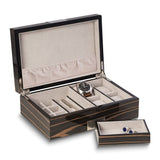 Ebony Finish Wood 4-Watch and Jewelry Box