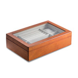 Matte Cherry Finish Wood 4-Watch, Sunglass and Accessory Case