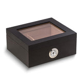Espresso Finish Wood Glass Lid 50-Cigar Humidor with Humidistat, External Hygrometer and Spanish Cedar Lining