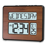 Atomic Digital Wood Finish White Backlight Wall Clock with Calendar and Temperature