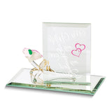 MY WIFE MY LOVE MY BEST FRIEND Pink Rose Handcrafted Glass Figurine