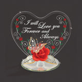 I WILL LOVE YOU FOREVER AND ALWAYS Butterfly and Red Rose Handcrafted Glass Figurine