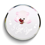 I LOVE YOU Bear with Red Crystal Heart Handcrafted Glass Figurine