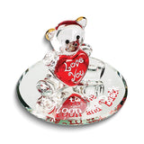 Glass Baron LOVE YOU TO THE MOON AND BACK with Bear Red Handcrafted Glass Figurine
