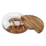 Costa Acacia Wood Cheese Board with Ceramic Dish and 3 Stainless Steel Cheese Toold Stored Inside