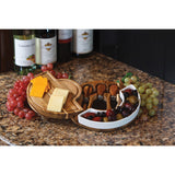 Costa Acacia Wood Cheese Board with Ceramic Dish and 3 Stainless Steel Cheese Toold Stored Inside