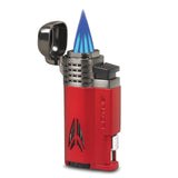 Lotus Defiant Red Matte Four Pinpoint Flame Torch Lighter with Retractable 10mm Cigar Punch