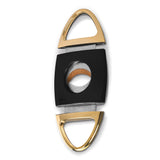 Lotus Jaws Glossy Black and Polished Gold-tone 58-Ring Gauge Serrated Stainless Steel Blade Cigar Cutter
