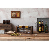 Craft Beer Taster Flight with Four 4 ounce Glasses, Chalkboard Panel, Soapstone Pencil, and Cap Holder Acacia Wood Tray