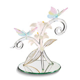 Butterflies and Lily Garden Handcrafted Glass Figurine