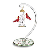 Cardinal's Delight with Feeder Handcrafted Glass Figurine
