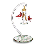 Cardinal's Delight with Feeder Handcrafted Glass Figurine