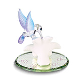 Hummingbird and Blue Lily with Base Handcrafted Glass Figurine